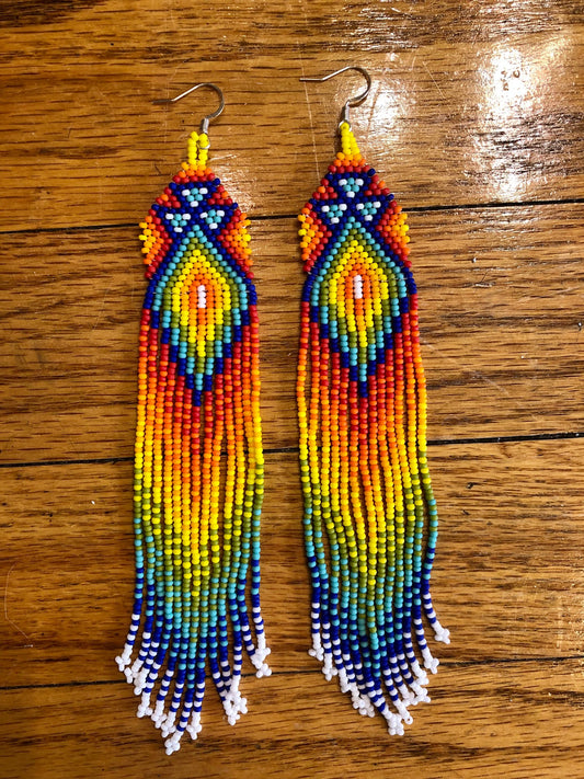 Rainbow Aztec Fringe Earrings