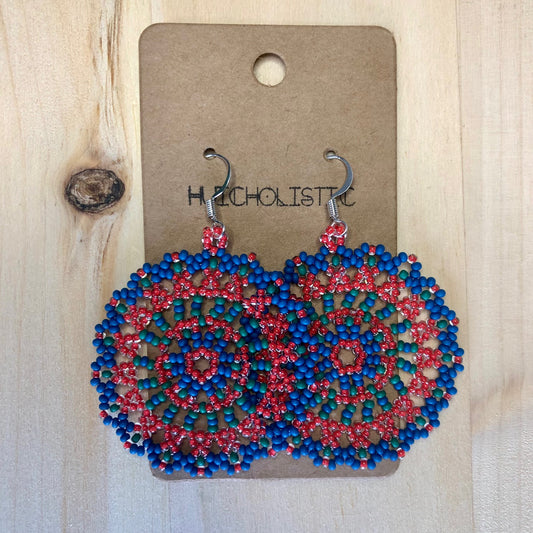 Red & Blue Mandala Earrings