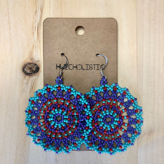 Turquoise & Purple Mandala Earrings