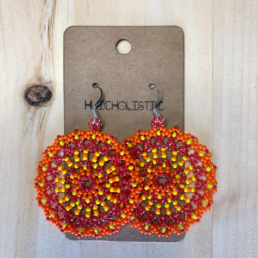 Orange and Red Mandala Earrings