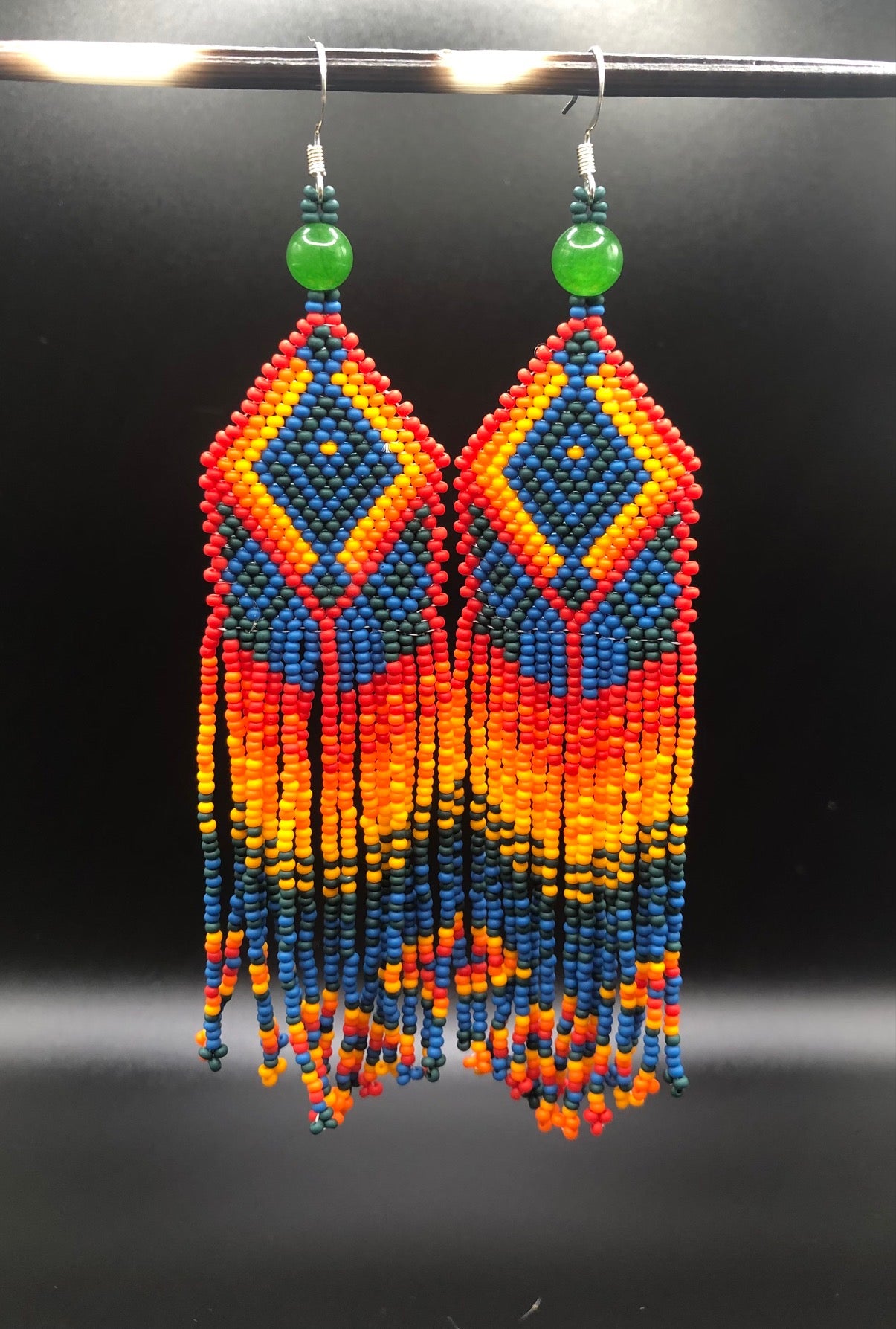 The Arianna || Jade Rainbow Diamond Fringe Earrings