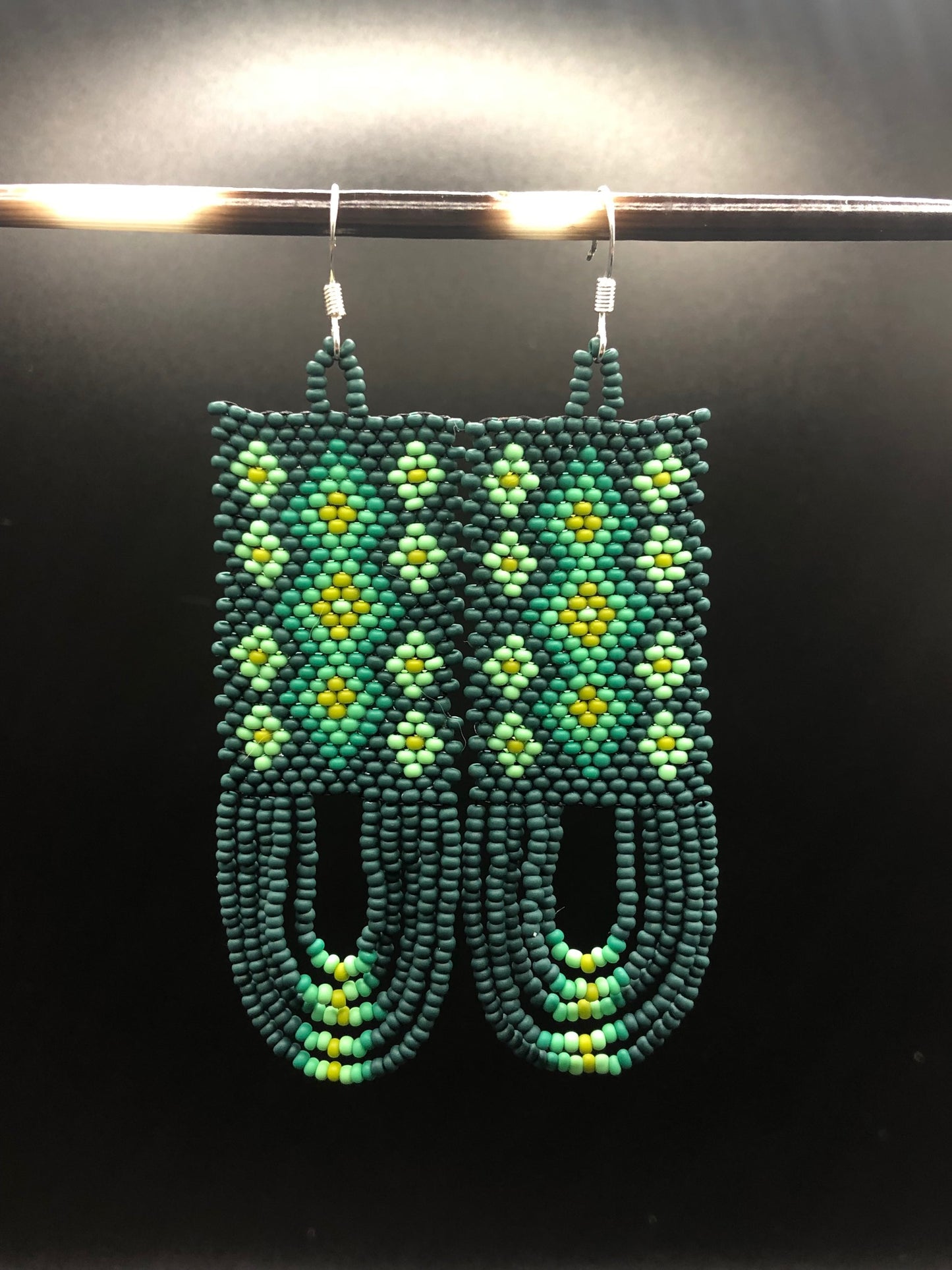 Green Rectangle Earrings