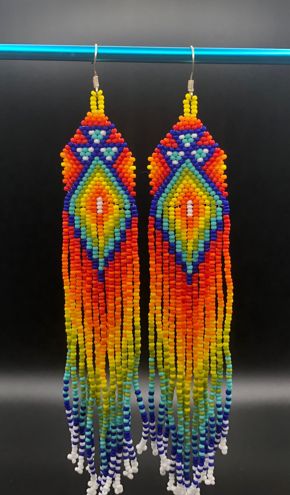 Rainbow Aztec Fringe Earrings