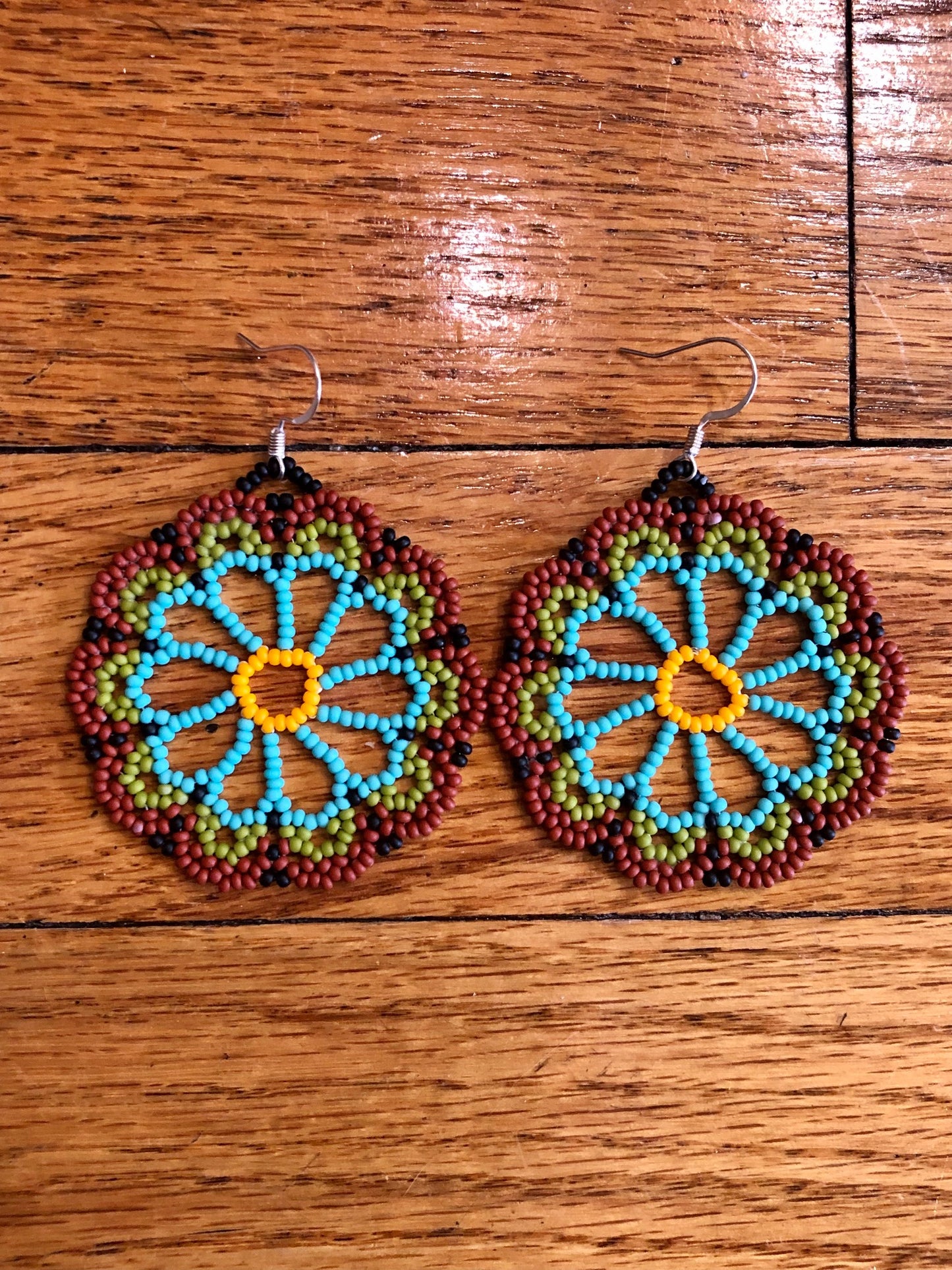 Huichol Daisy Flower Earrings