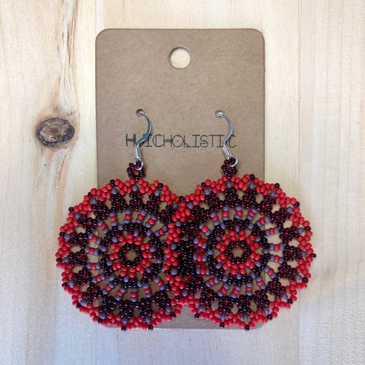 Deep Red Mandala Earrings