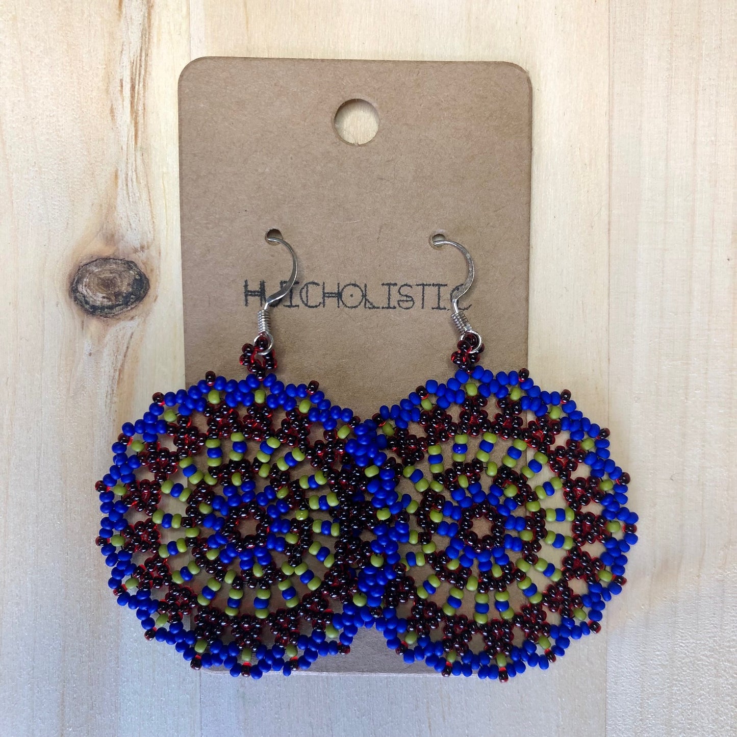 Royal Blue & Deep Red Mandala Earrings