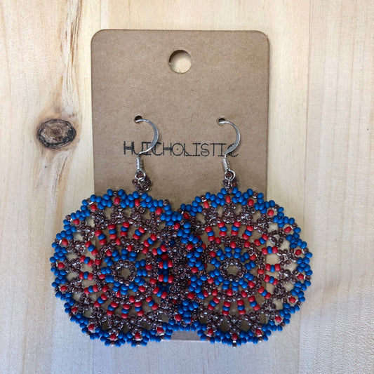 Blue & Brown Mandala Earrings