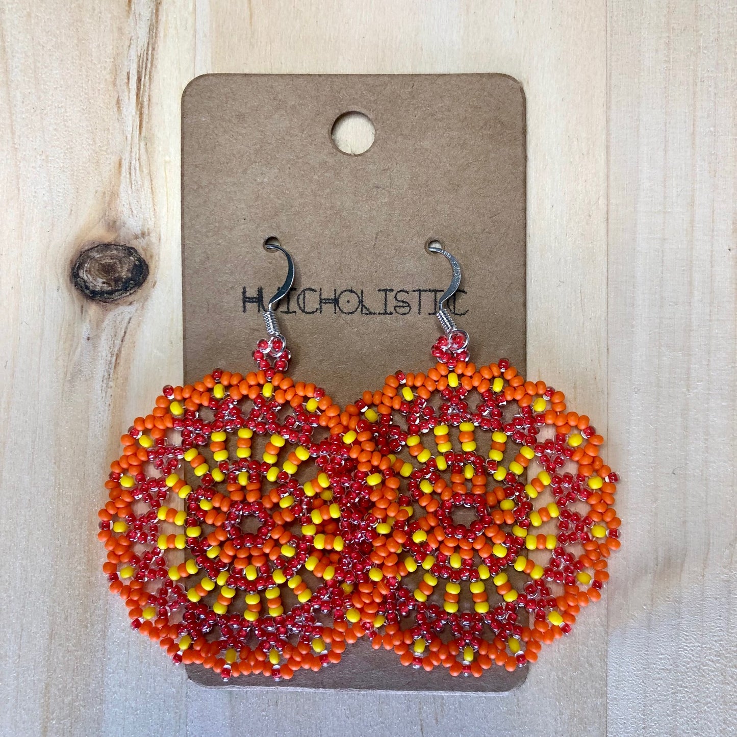 Orange and Red Mandala Earrings